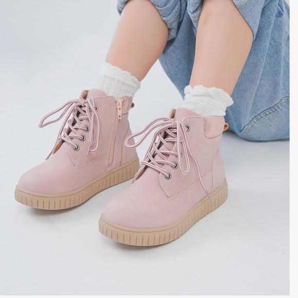 Tobfis Kids Zipper Ankle Boots Kids Sneaker Boot-Like High Top Design Pink 1 NWT - Picture 2 of 11